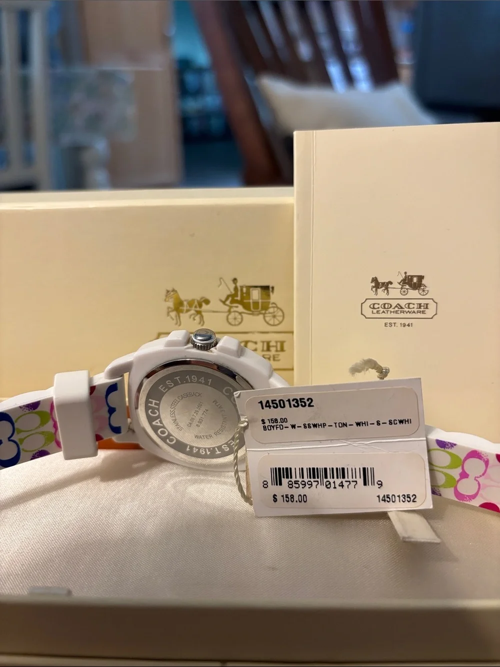 Coach watch with White Silicone strap with Multicolor Floral Inner Strap - Picture 4 of 5